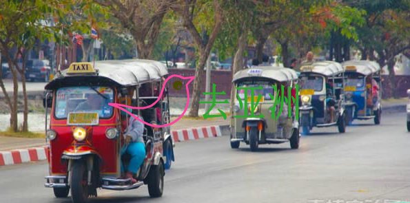 在柬埔寨坐着嘟嘟车，看着一路上的风景，街景和人